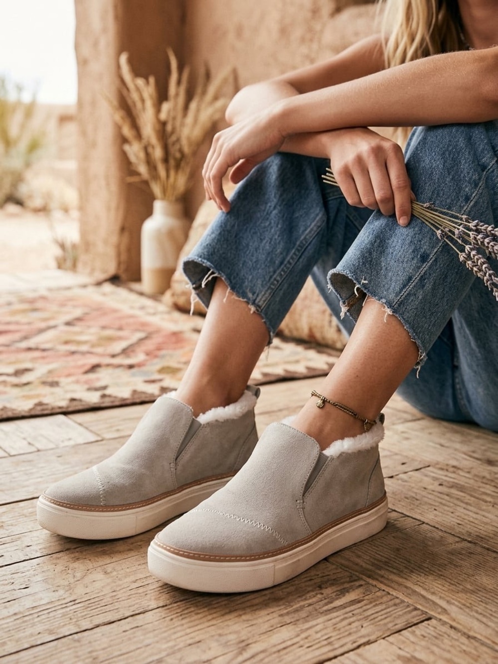 TOMS Cream Shearling-Lined Slip-On